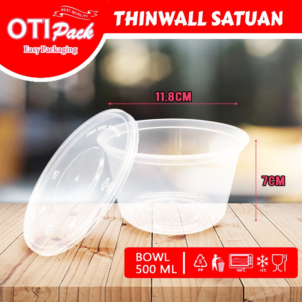 SATUAN Thinwall 500ML BOWL/ Kotak  Makan Mangkok / Thinwall Otipack Bowl/ Mangkuk Plastik OTBS500