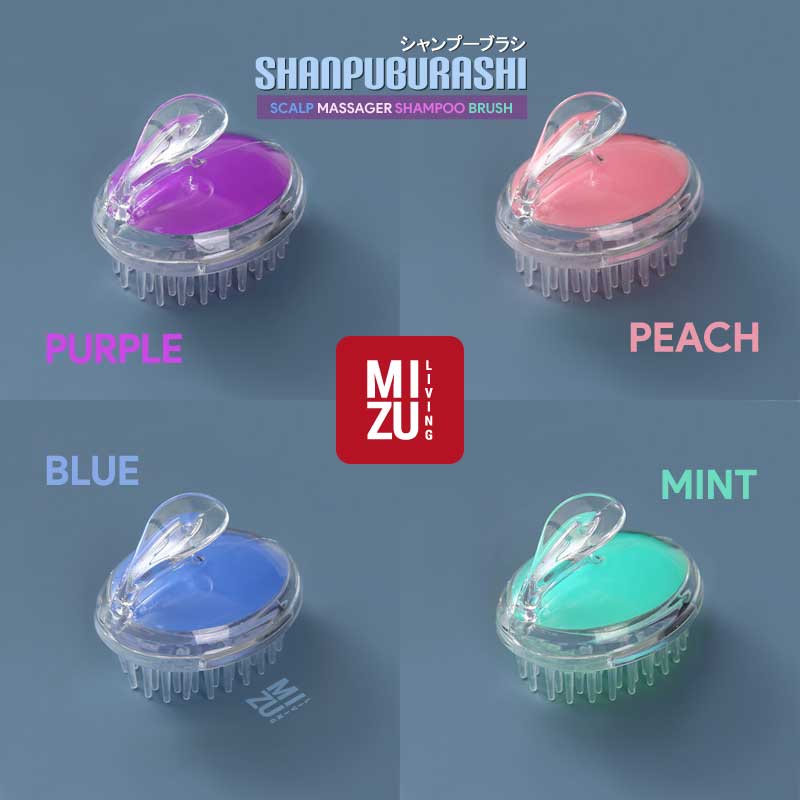 MIZU SHANPUBURASHI Scalp Massager Shampoo Brush Sisir Keramas Silikon Premium Sisir Pijit Kulit Kepala Sisir Rambut Sikat Cuci Rambut Ketombe