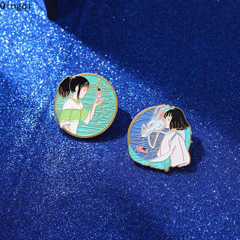 Bros Pin Enamel Desain Kartun Anime Spirited Away Naga Putih Untuk Koleksi