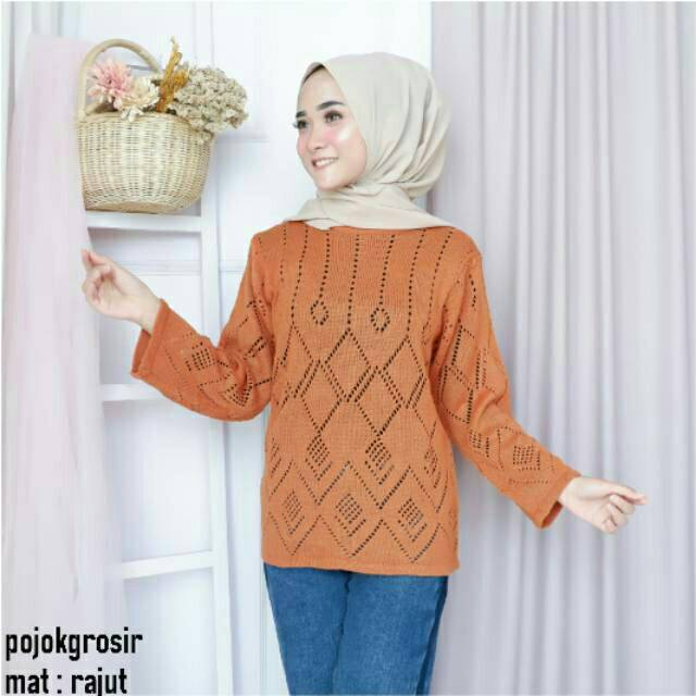 Yumiko Atasan Rajut / Atasan Rajut / Atasan Wanita / Baju Rajut / Rajut Korea Blouse