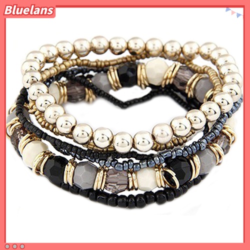 Gelang Bangle Multilayer Bahan Akrilik Aksen Manik-Manik Gaya Bohemia Untuk Wanita