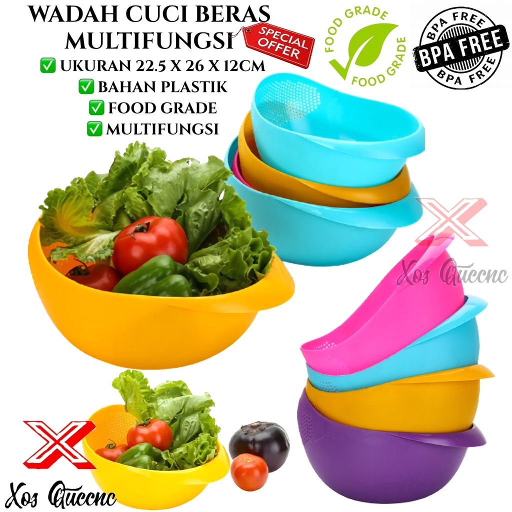 XOQ - Wadah Cuci Beras Sayur / Baskom Cuci Beras / Keranjang Buah Food Grade / Baskom Cuci Buah Sayu