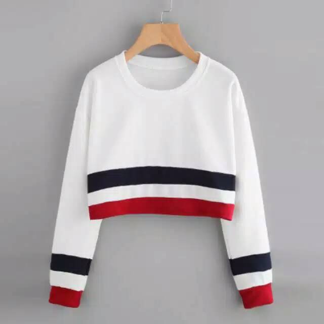 Sweater crop print strip
