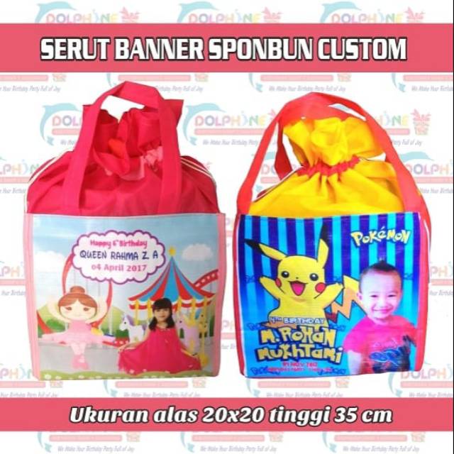 Tas Ultah Foto Serut banner sponbun custom design