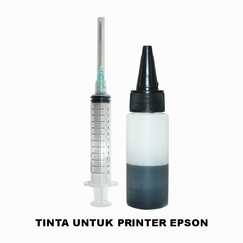 EELIC TAS-E25MLS Tinta printer hitam 25 ml dan alat suntik tinta ukuran 10 ml khusus printer epson