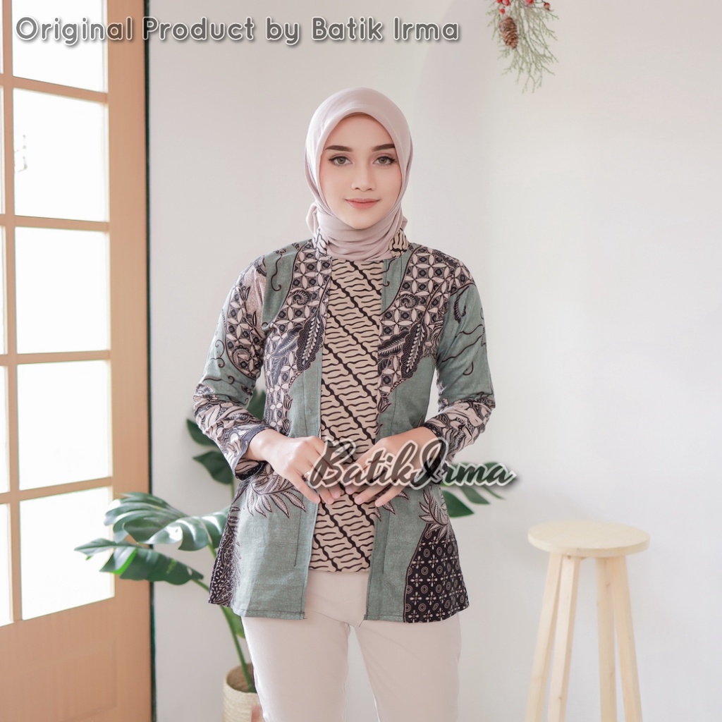 Blouse Batik Wanita Lengan Panjang Atasan Batik Wanita Motif Sekarjagad Batik Irma