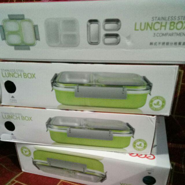 Lunchbox Tedemei 6540 Sekat 3 Stainless Steel 304 Anti Tumpah Pink Green Blue