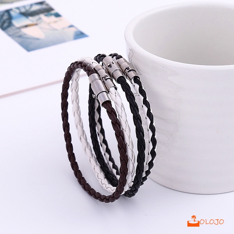 OLOJO  Korea Gelang Tali Kulit Kepang Manual Sederhana Untuk Pria Wanita