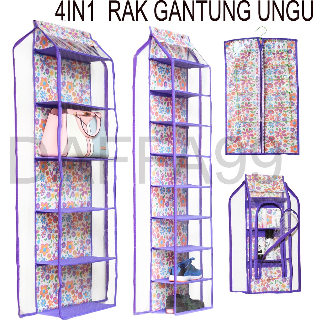 PROMO MURAH SET 4IN1 RAK GANTUNG MOTIF BUNGA (HBO+HSO+HJO+SERBAGUNA) KUALITAS TERBAIK