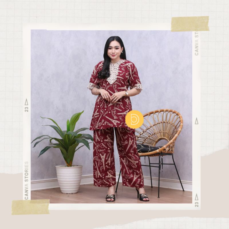 ONE SET SETELAN PENDEK RENDA BATIK PEKALONGAN