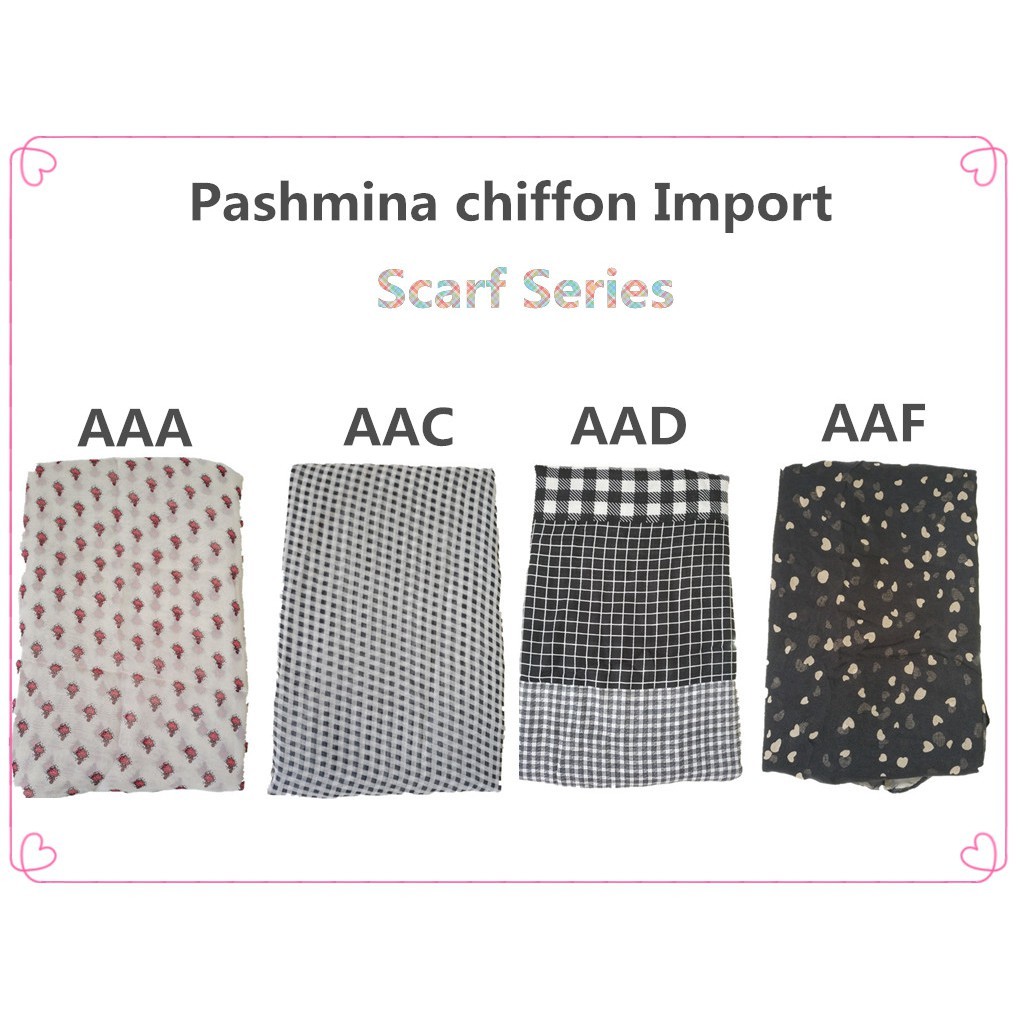 [LANJUTAN MOTIF] Pashmina chiffon Import New Series 70an Motif Kerudung Hijab Chiffon Mobasa MB