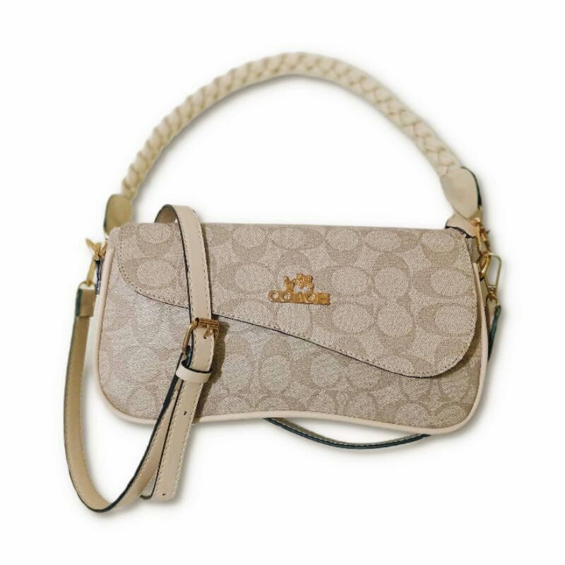 Tas slempang wanita signature C.h.o.@.c.h.h 2 tali top handle tali kepang ukuran 27x7x16