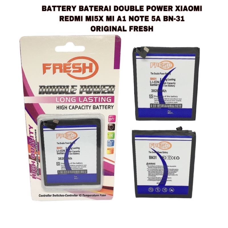 BATTERY DOUBLE POWER XIAOMI REDMI MI5X NOTE 5A BN-31 ORIGINAL FRESH