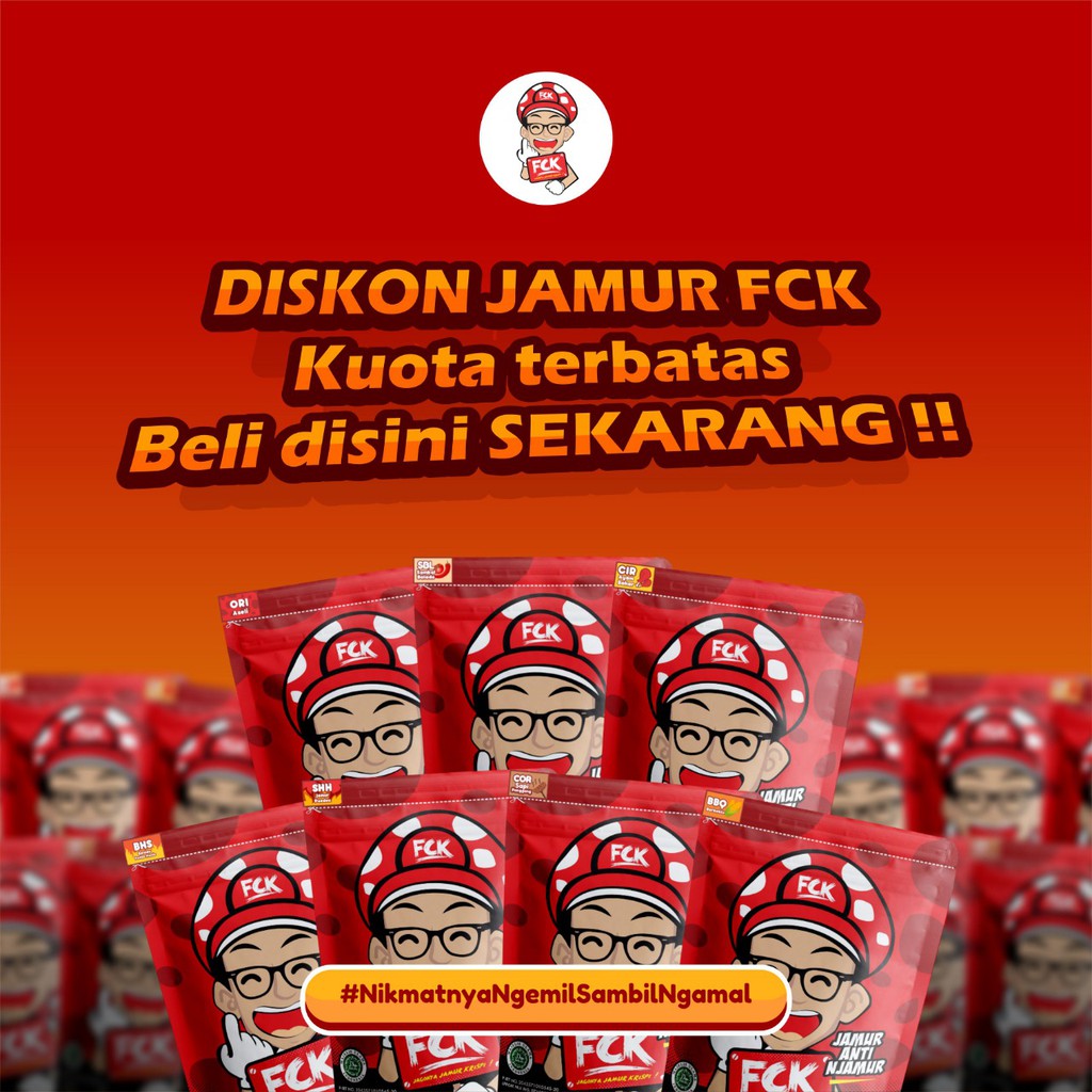 JAMUR CRISPY FCK TERLEZAT CEMILAN KRIPIK PEDAS MAKANAN RINGAN FCK KERIPIK JAMUR TIRAM NIKMAT