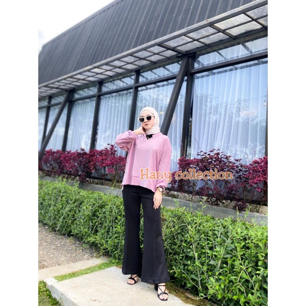 HEVA BLOUSE WANITA BAHAN RAYON CRINKLE TERBARU//SAKURA VNECK SHIRT BLOUSE OVERSIZE-Purple