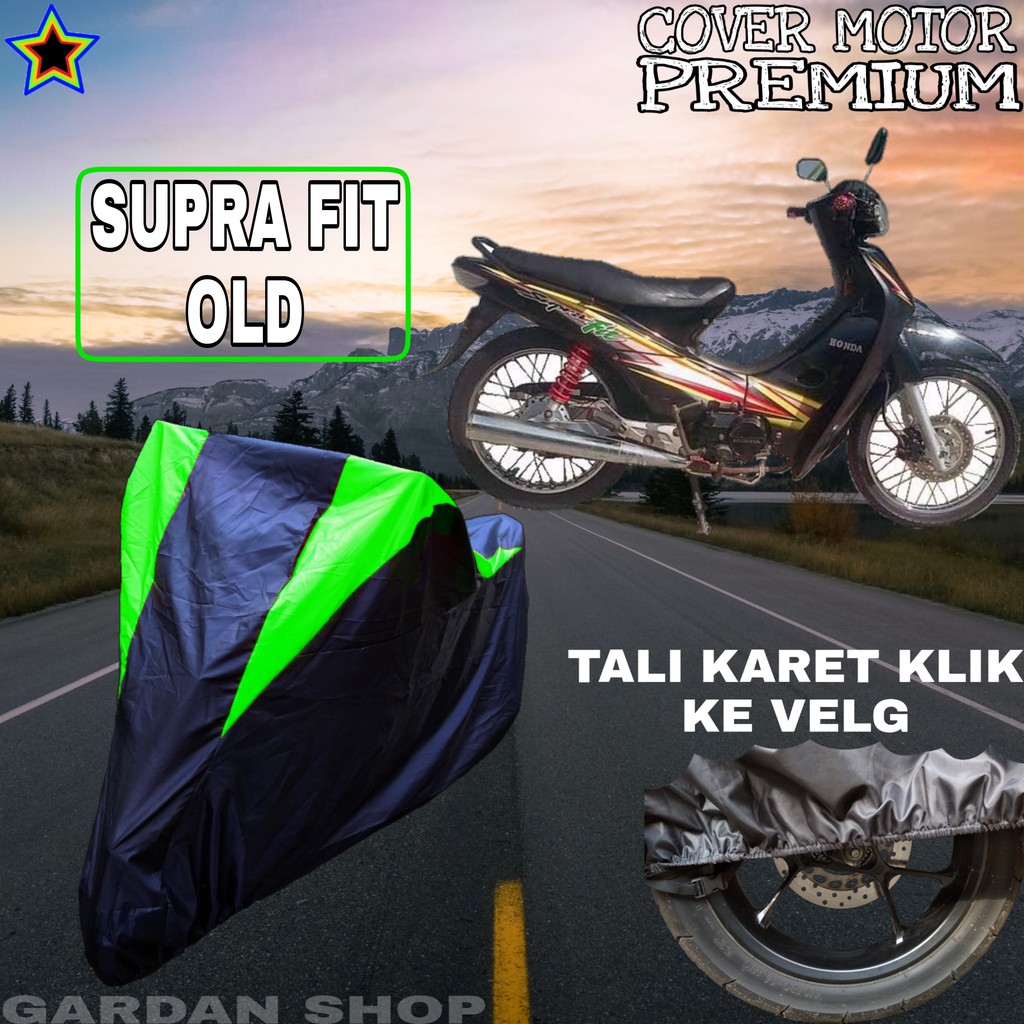 Sarung Motor SUPRA FIT OLD Hitam HIJAU Body Cover Penutup Pelindung Motor Supra Fit PREMIUM