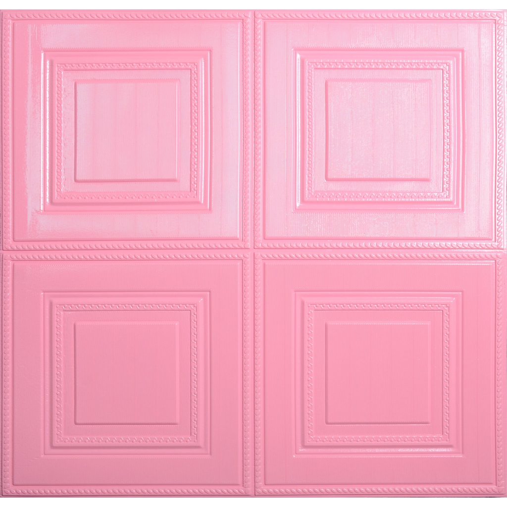 Wallpaper Sticker Foam / Wallfoam Stiker Dinding 3D Motif Kotak Baru Premium High Quality Murah Real 6mm-E-002-6mm Pink
