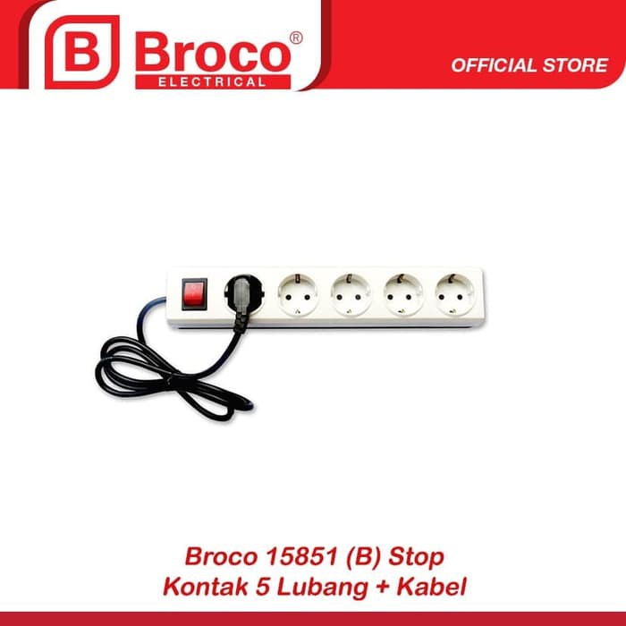 Broco 15851 (B) Stop Kontak 5 Lubang + Kabel