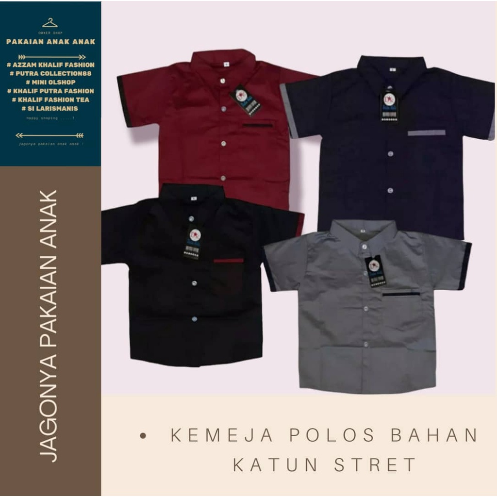KHALIF/ Kemeja anak polos laki laki Kemeja anak polos perempuan Kemeja anak polos koko Kemeja anak p