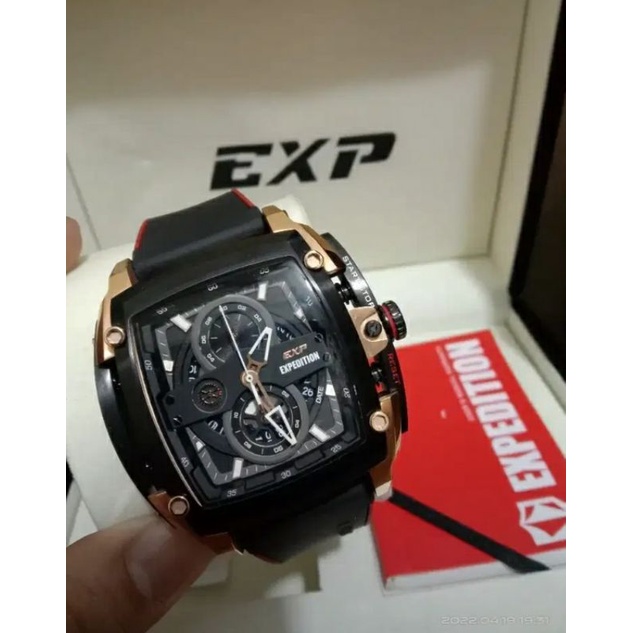 jam tangan expedition exp 3008 rubber black rose gold