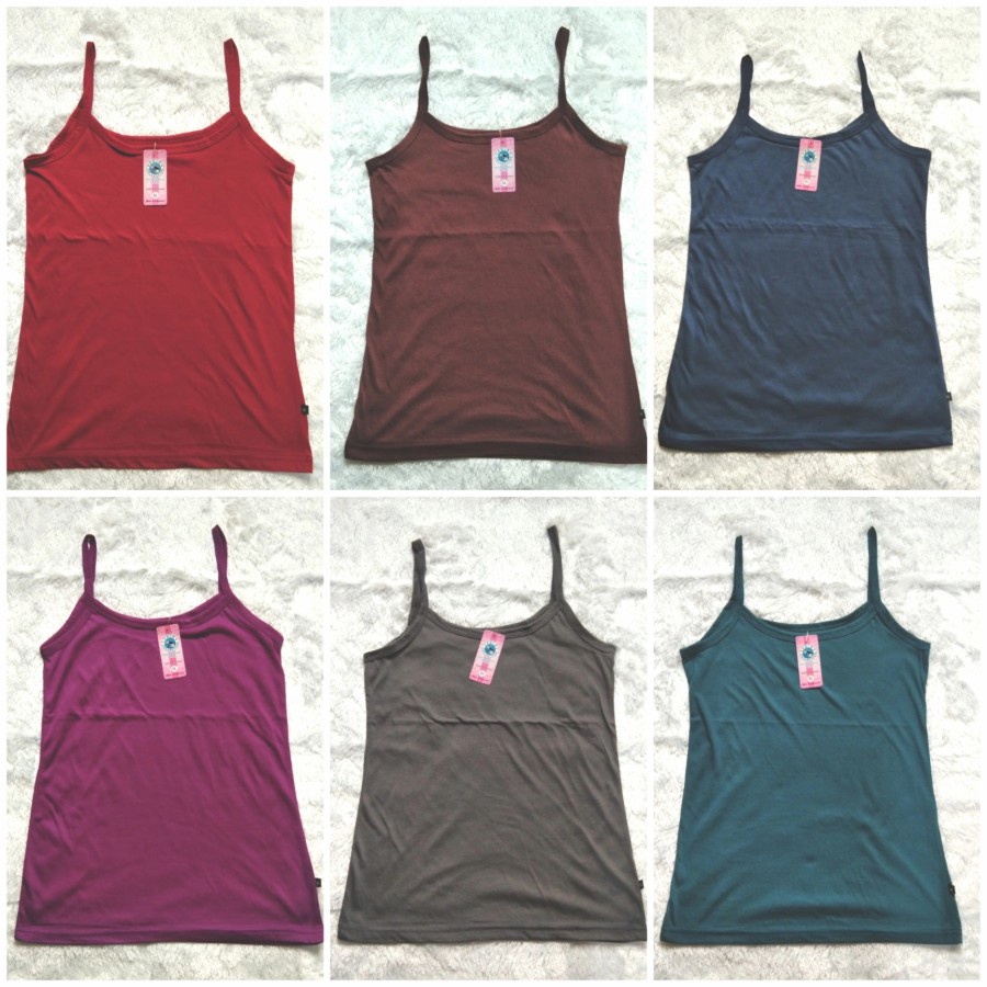 Tank top wanita tali kecil warna PHG - L-XL