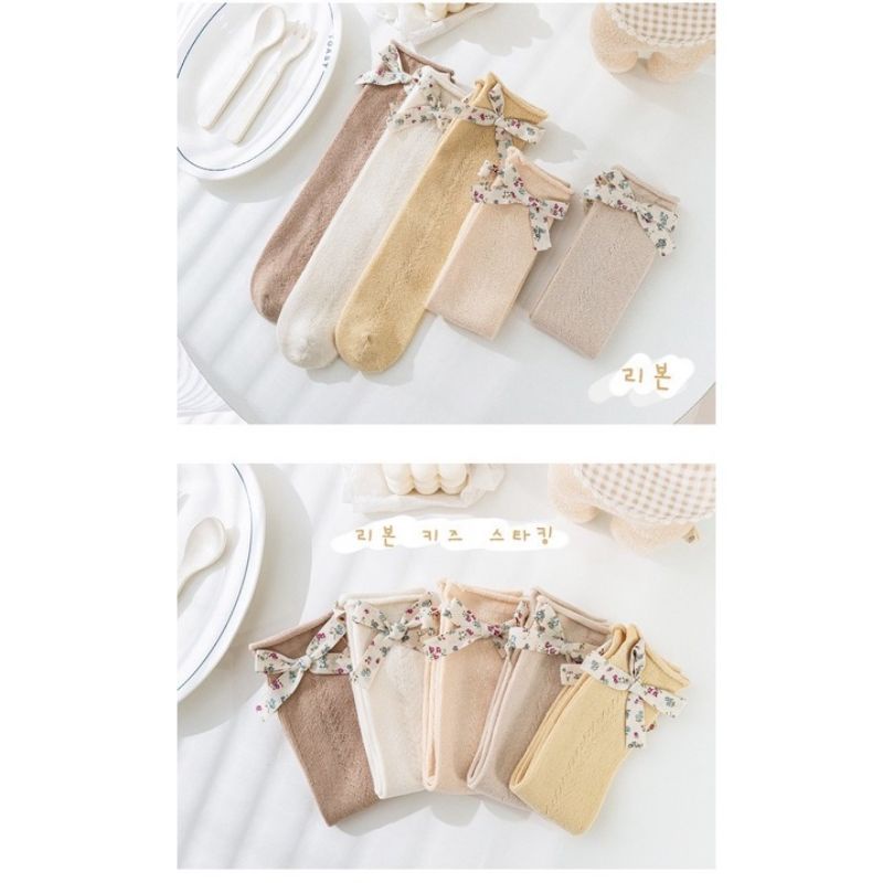 Kaos kaki panjang anak perempuan motif classic vintage flower / Kaos kaki anak motif soft bunga