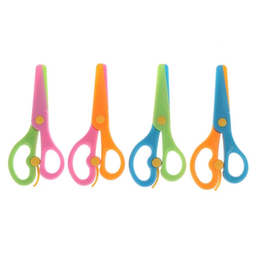 ELEGANT Mini Round Head Scissors Kindergarten Plastic Scissors Paper Cutting DIY Tool Shear Album Scrapbook Photo Cut Handicraft School Supplies Safety Art Scissors/Multicolor