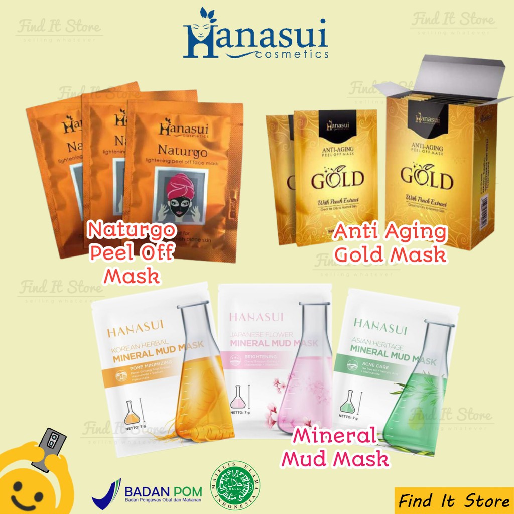 Hanasui Naturgo Lightening Peel Off Face Mask Masker hitam Komedo BPOM | Mineral Mud Mask