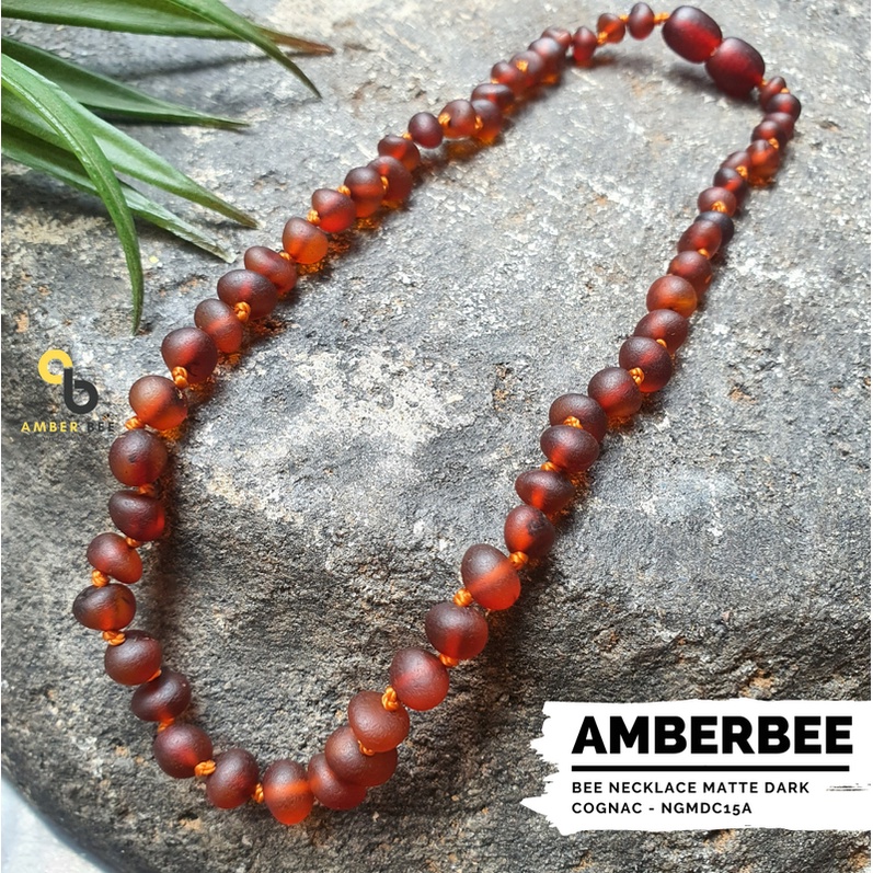 Kalung Amber Bayi &amp; Anak TK/SD Premium Baltic Matte Dark Cognac NGMDC15 By Amber Bee