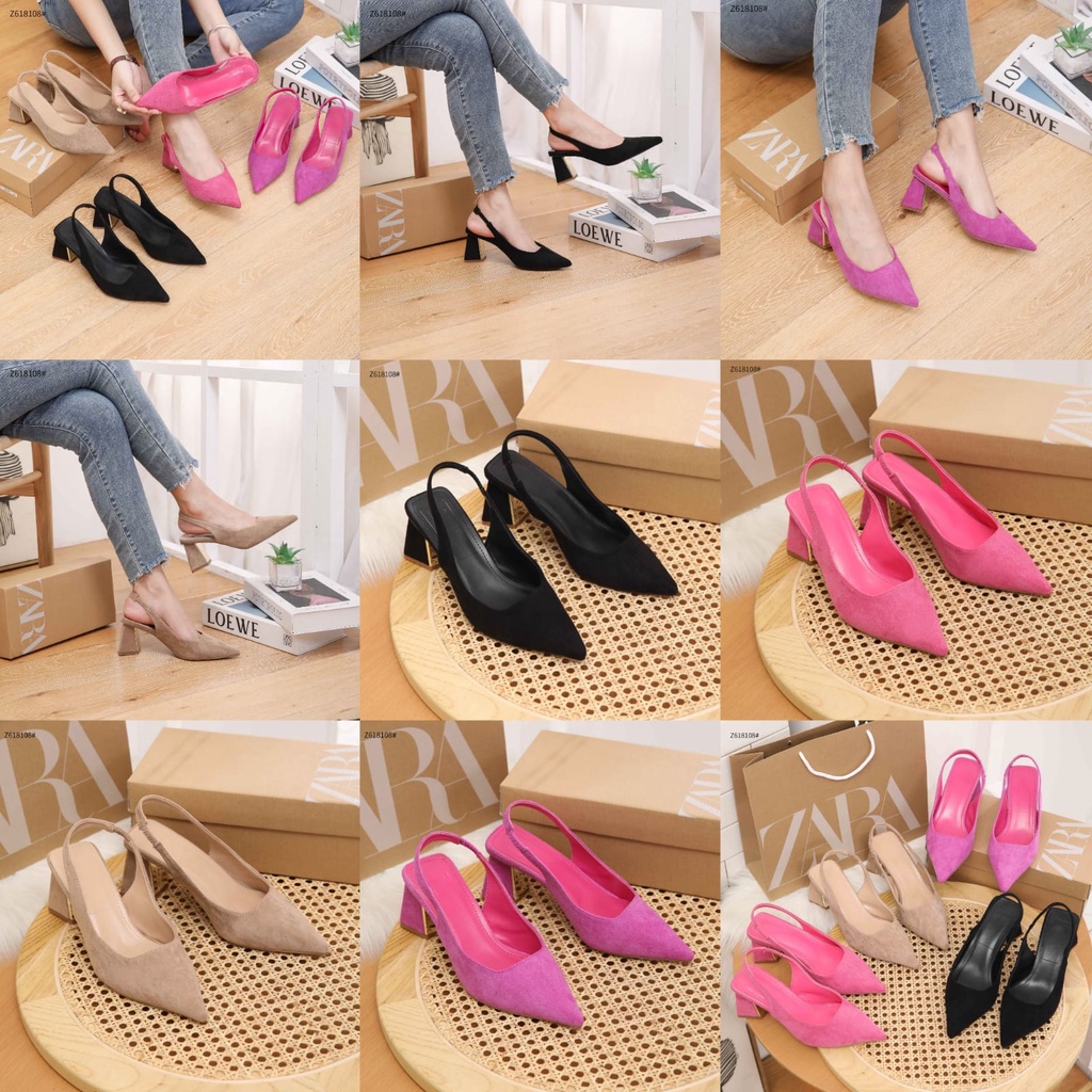 ZR Fabric Z618108 Slingback With Bludru Heels Sendals