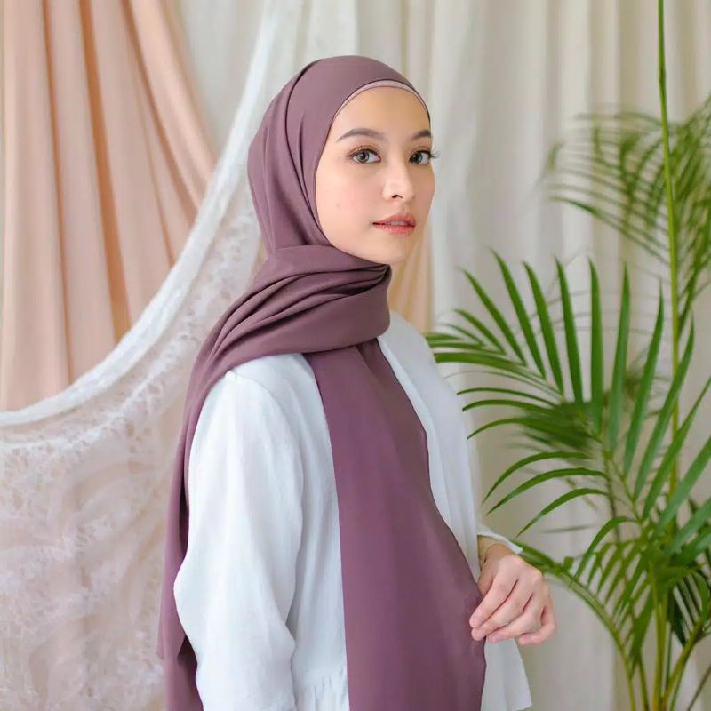 HAYFA - Pashmina Ceruty Babydoll Premium Hijab Pashmina Polos Murah 180x75 CM Jilbab Pasmina Sabyan Termurah Best Seller Kerudung Jahit Tepi Bukan Instan Pasti Premium Ceruti No Daimond Panjang Non Tali Krudung Pasmina Babbydoll