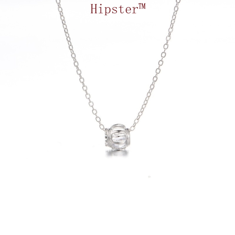 INS Affordable Luxury Style Simple Zircon Hollow Pendant Silver Necklace