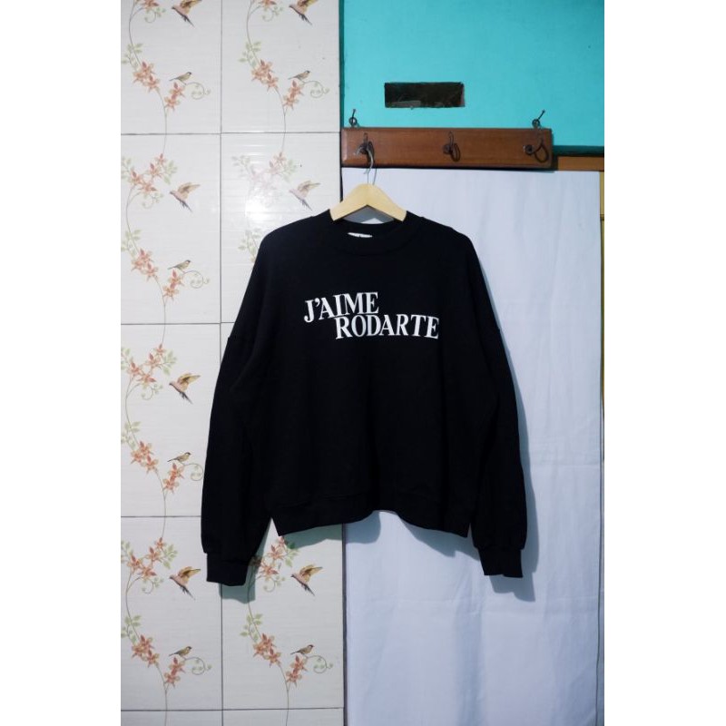 J'aime Rodarte Black Oversized Crewneck