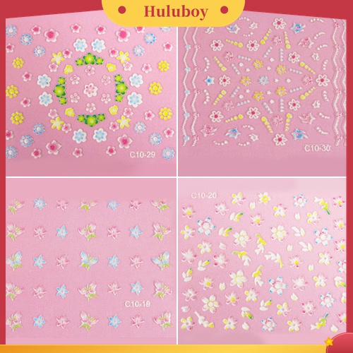 Huluboy Huluboy♡ 50pcs Stiker Kuku 3D Desain Bunga Butterfly Untuk Manicure