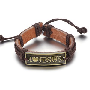 Gelang Jesus Strip Leather Kulit Sintetik