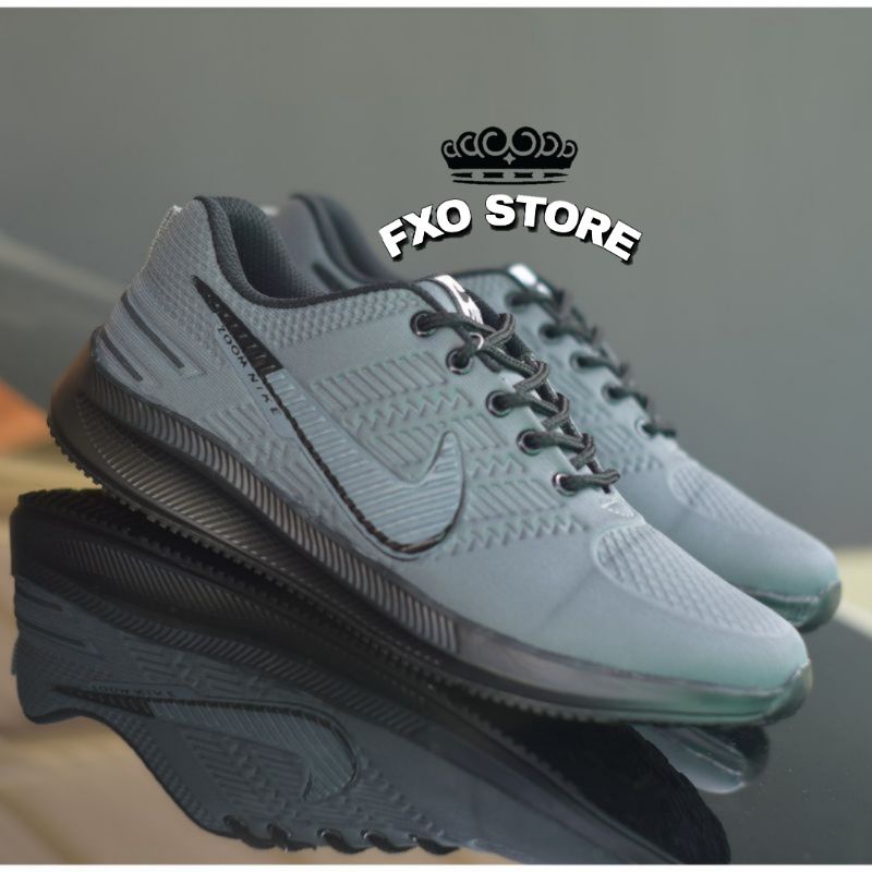 Sepatu Running Snaekers Nike Zoom Pria Dan Wanita Grade Ori Warna Abu Abu Import