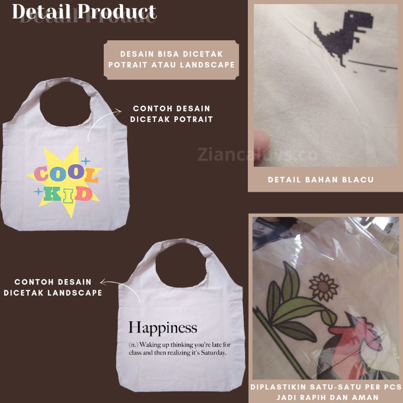 Totebag Custom Vintage Blacu Satuan (40×30×8cm)