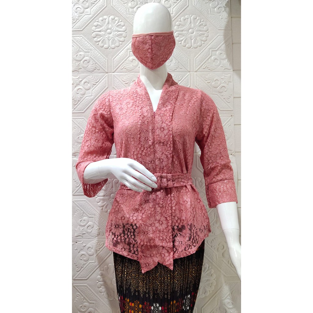 KEBAYA BRUKAT ATASAN KUALITAS PREMIUM MODEL OURORA  M L XL REAL PICT-KARTINI PEACH