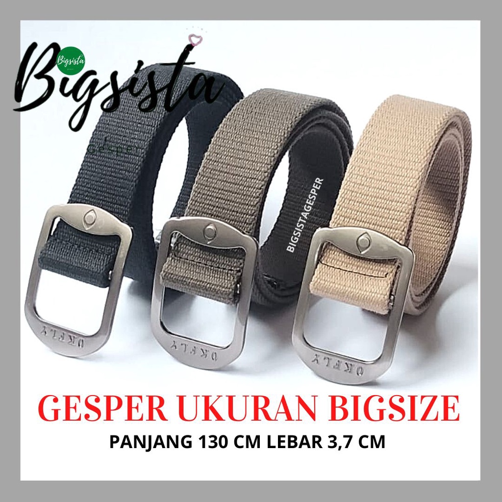 Ikat Pinggang Kain Nylon Pria Wanita Gesper Kanvas Katun Ukuran Panjang 130 Cm Kepala Stainles Jumbo