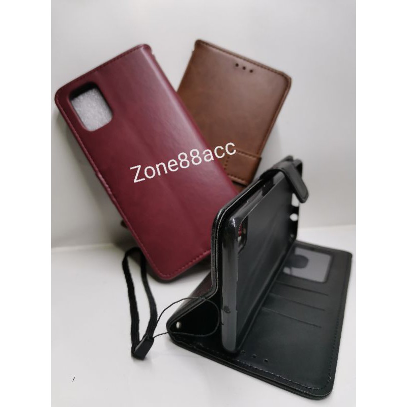 Samsung A71 Leather Case Flip Cover Casing Sarung Dompet Wallet Kulit Soft