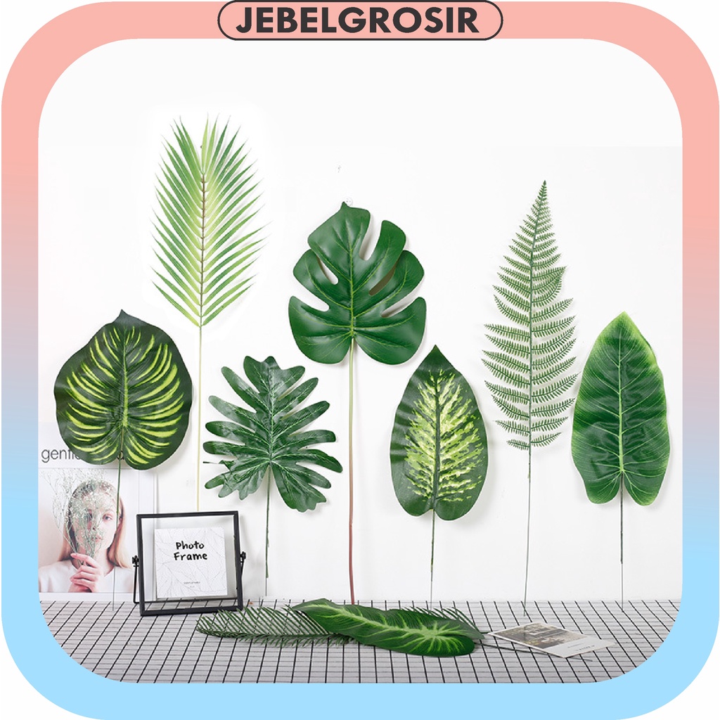 Daun Palsu Plastik Artificial Leaf Monstera Philodendron Pakis Palem Dekorasi Wedding Rumah Home Decor KB18