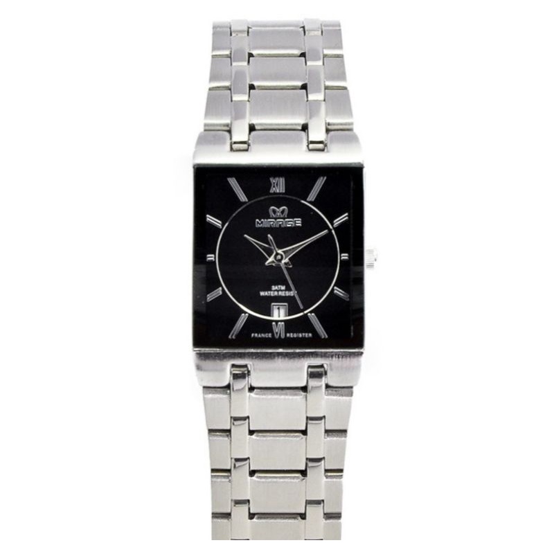 Jam Tangan Wanita Original Tahan Air Garansi 1 Tahun Miragewatch Anti Karat 7908L Silver Tipis JAM TANGAN CEWEK RANTAI STAINLIS PETAK PERSEGI_JAM TANGAN CEWEK FITUR TANGGAL WATER RESISITANT_JAM TANGAN WANITA MIRAGE ORIGINAL FREE BOX DAN BATRAI MIRAGE