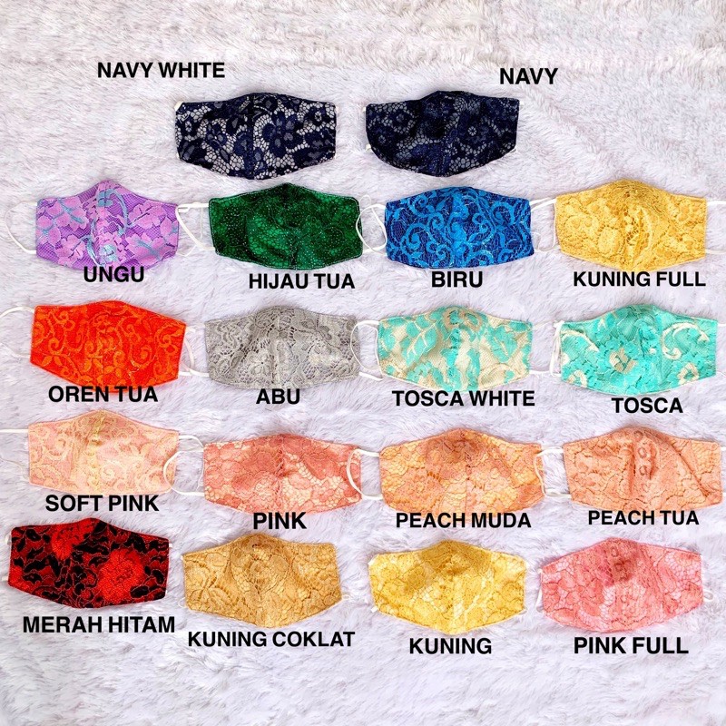 MASKER BROKAT / KAIN BROKLAT FASHION BRUKLAT BRUKAT RENDA LACE / HIJAB HEADLOOP EARLOOP DUCKBILL