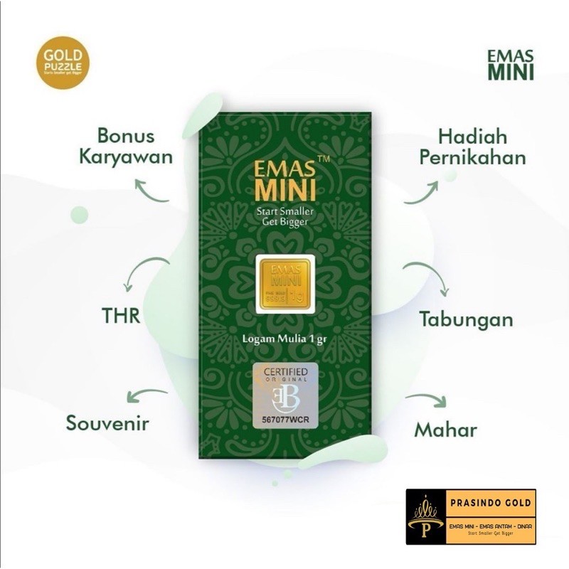 Emas Mini 0,05 gram / Logam Mulia 24 Karat Bersertifikat
