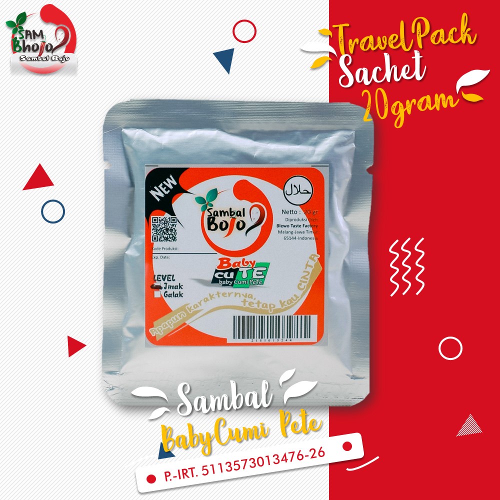 

Sambal Baby Cumi Pete, Travel pack, Sambal Sachet kemasan sachet 20gr