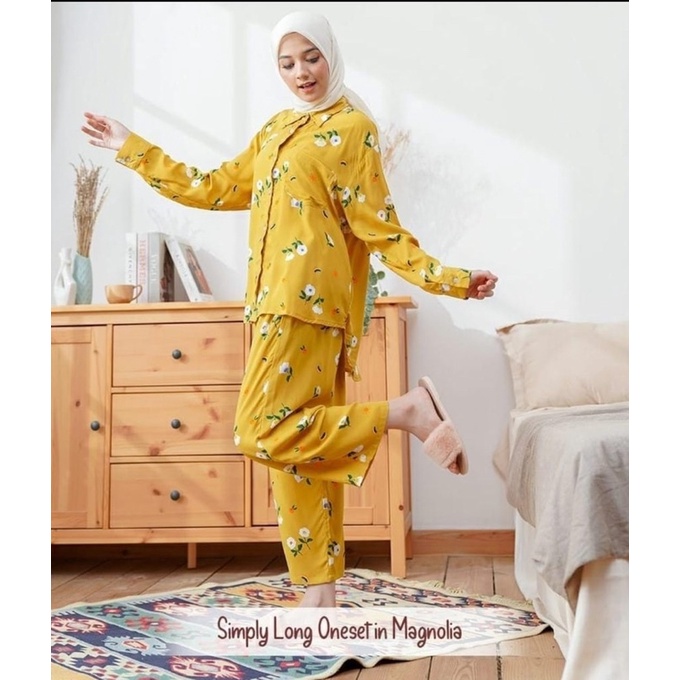 (RPA) ALL ONE SET MAGNOLA KEMEJA BLOUSE SET RAYON UNIQLO