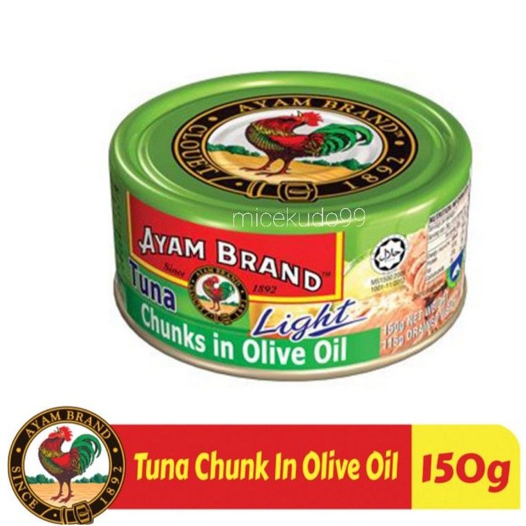 

TUNA CHUNK IN OLIVE OIL AYAM BRAND 150 GRAM / CHUNKS / IKAN TUNA MINYAK ZAITUN
