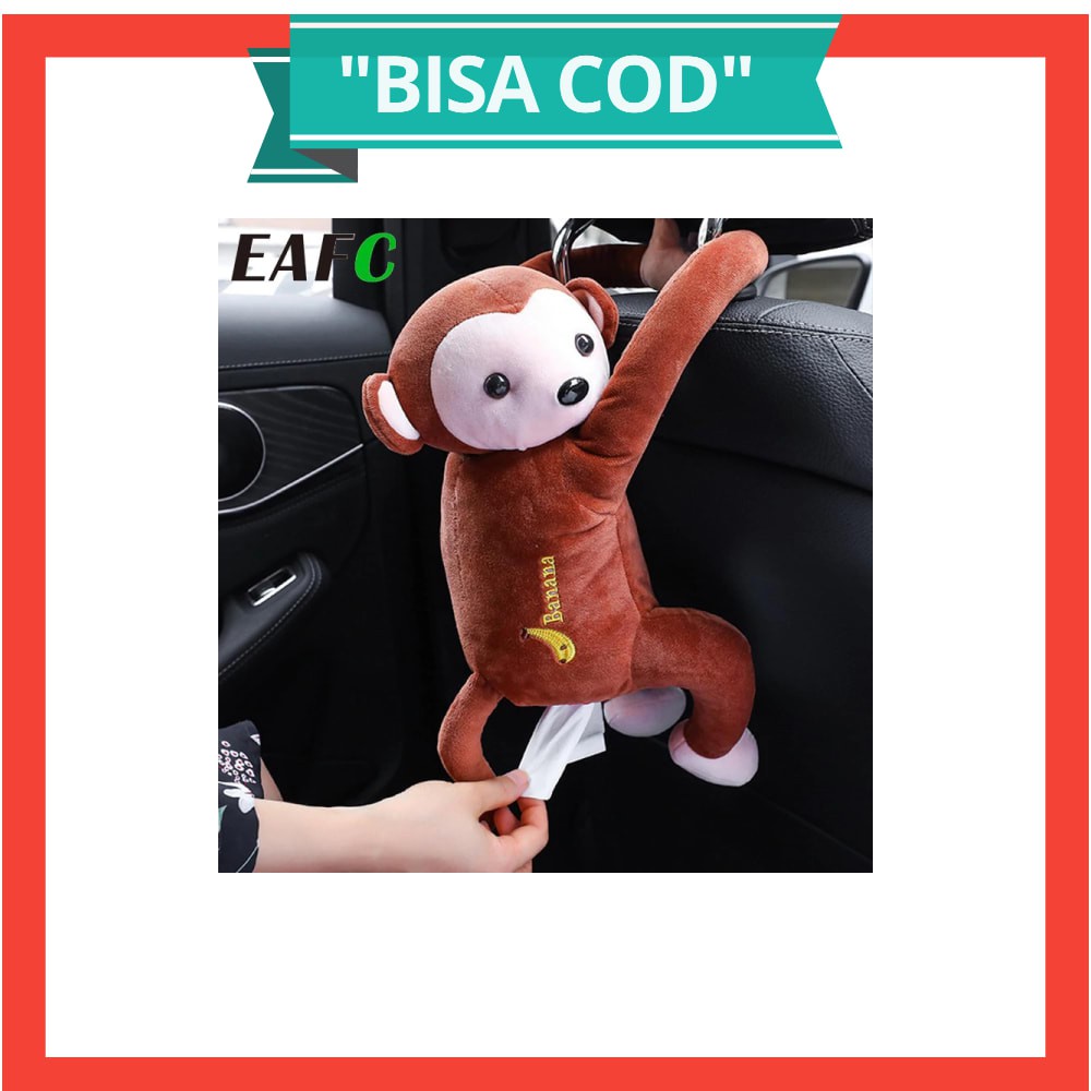 EAFC Tempat Tisu Mobil Cartoon Monkey Car Hanging Tissue Box - EA311 - Brown