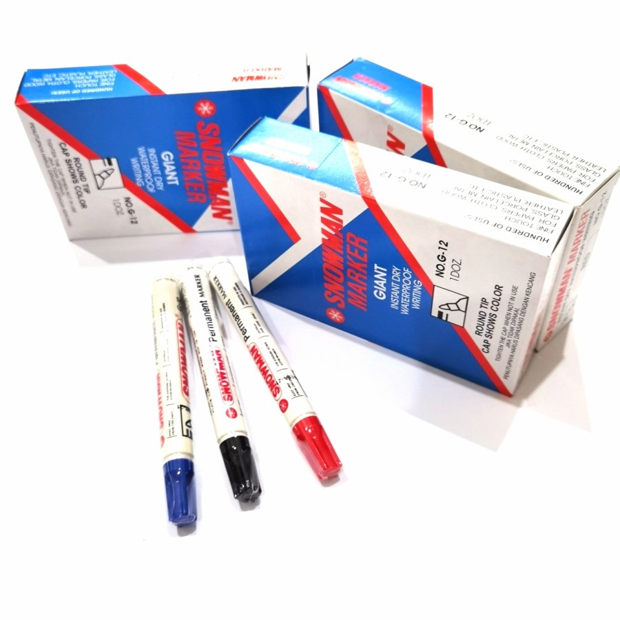 

Spidol Snowman G12 Permanent/ No Permanent Marker Spidol Permanen Merah Hitam Biru G-12