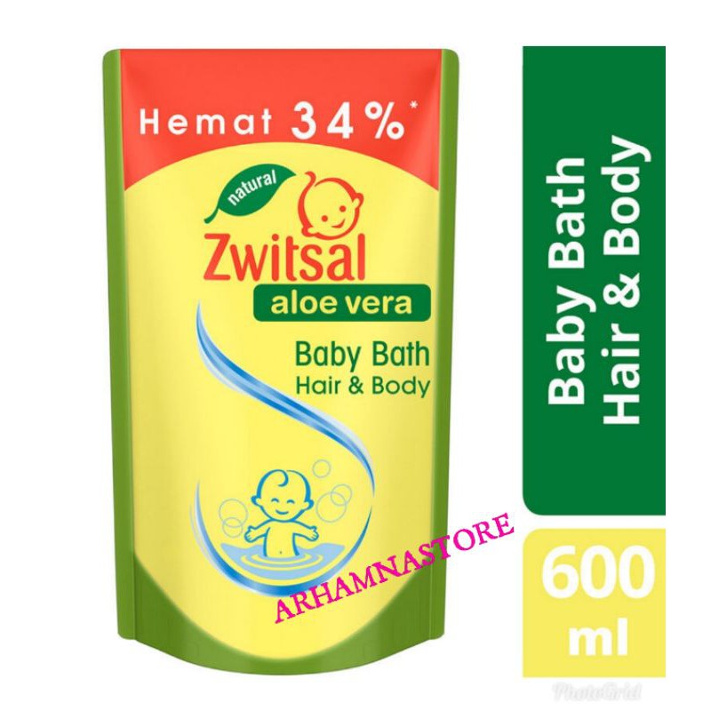 ZWITSAL Natural Baby Bath 2-in-1 Hair &amp; Body Pouch 600ml